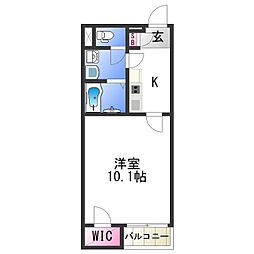 レオネクスト中之島 1階1Kの間取り