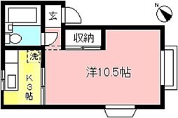 イーベルク 1Kの間取図画像