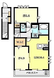 リベルテコート富士見台 2階2LDKの間取り