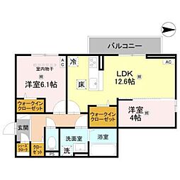 RETOLA小綱 2LDKの間取図画像