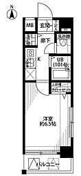 プレール・ドゥーク清澄白河 1Kの間取図画像