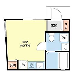 東急目黒線 不動前駅 徒歩5分の賃貸アパート 1階ワンルームの間取り