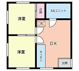 サニーハイツ 2DKの間取図画像
