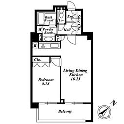 KDX代官山レジデンス 1LDKの間取図画像