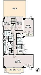 東京メトロ千代田線 代々木上原駅 徒歩5分の賃貸マンション 1階3LDKの間取り