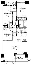 THERESIDENCE小杉陣屋町 3LDKの間取図画像