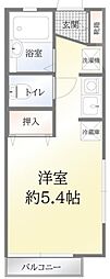 ヴィヴィセル白楽 1Kの間取図画像