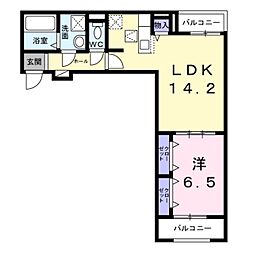 JR紀勢本線 紀三井寺駅 徒歩17分の賃貸アパート 1階1LDKの間取り