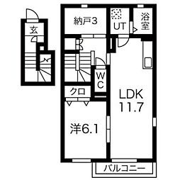 フォレストメゾン弥富 1LDKの間取図画像