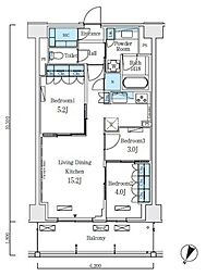 ロイヤルパークス赤羽ノース 9階3LDKの間取り
