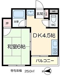 JR常磐線 金町駅 徒歩12分の賃貸マンション 3階1Kの間取り