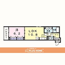 ヒカルサ和歌山城北サウス 1LDKの間取図画像