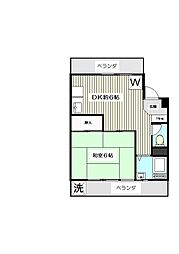 ハイツ葵 3階1DKの間取り