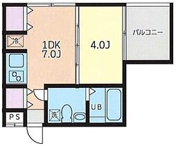 アート・フル中井 1階1DKの間取り