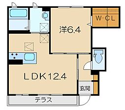 アブニールA 1LDKの間取図画像