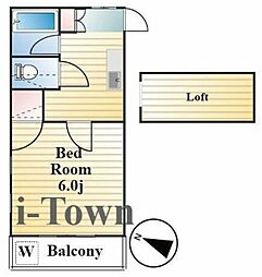 メゾンフジヌキ 1階ワンルームの間取り