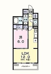 キー ウェスト 1LDKの間取図画像