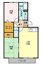 ベイクレスト 3階2LDKの間取り