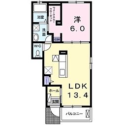 フォレストヴィラＹ 1階1LDKの間取り