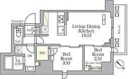 プライムガーデン大森 1003 10階2LDKの間取り