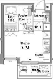 パークアクシス浅草橋 10階ワンルームの間取り
