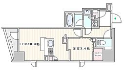 ザ・ライオンズミレス蔵前 14階1LDKの間取り
