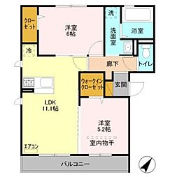 アネシスII 3階2LDKの間取り