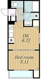 ジーメゾン東成瀬イースト 1DKの間取図画像