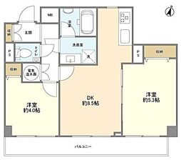 ライオンズマンション日本橋 9階2DKの間取り