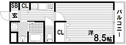 ロリエ新長田 1Kの間取図画像