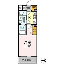 D-room早稲田 8階1Kの間取り