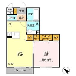イルソーレ吉川美南ジャッロ 1LDKの間取図画像