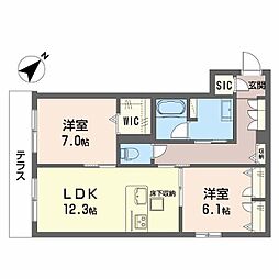 グランメゾン高師浜 1階2LDKの間取り
