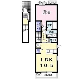 南海線 和歌山市駅 徒歩16分の賃貸アパート 2階1LDKの間取り