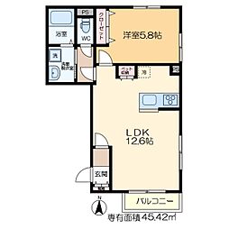 Chaleur K 1階1LDKの間取り