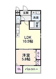 西喜ハイツ 1LDKの間取図画像