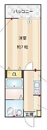 ヒルズナイン 1Kの間取図画像