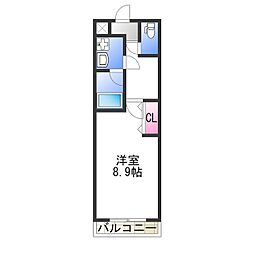 フジパレス初芝ウエスト 1Kの間取図画像