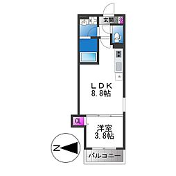 D porta  diamant 1LDKの間取図画像