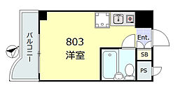 朝日後樂園マンション ワンルームの間取図画像