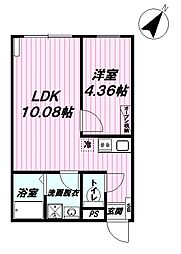 JR青梅線 羽村駅 徒歩10分の賃貸アパート 3階1LDKの間取り