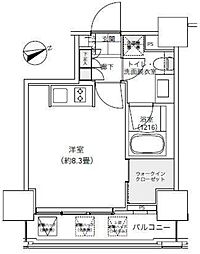 パークキューブ愛宕山タワー 14階ワンルームの間取り