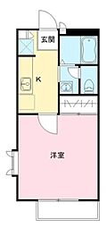 サンガーデン八幡山 1階1Kの間取り