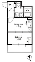 グランパセオ市谷仲之町 4階1DKの間取り