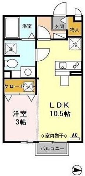静岡県伊豆の国市長岡(賃貸アパート1LDK・1階・33.39㎡)の写真 その2