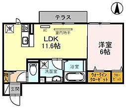 JR片町線(学研都市線) 徳庵駅 徒歩18分の賃貸アパート 1階1LDKの間取り