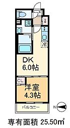 都営三田線 西巣鴨駅 徒歩8分の賃貸マンション 2階1DKの間取り