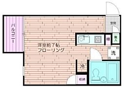 アサミハイツ ワンルームの間取図画像
