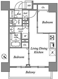 コスモグラシア板橋区役所前 9階2LDKの間取り