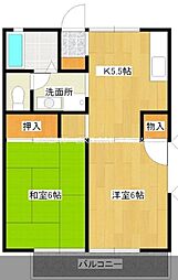 光が丘リリータウンA棟 2Kの間取図画像
